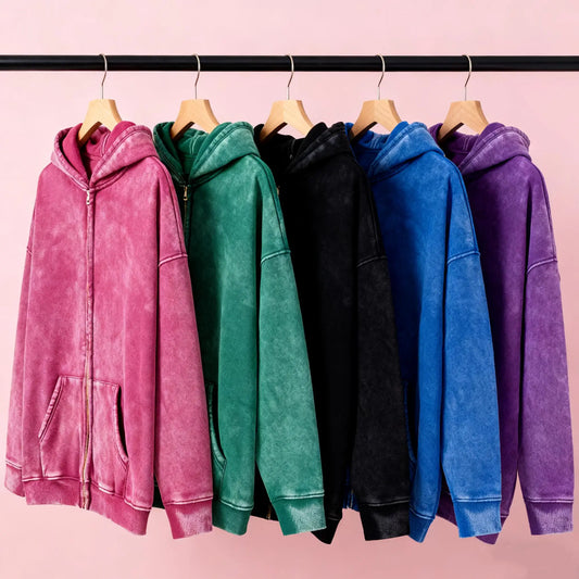 Autumn  Solid Color 100% Cotton Women Washed Hoodie Sport Casual Zipper Hoody Y2K Jogging Streetwear Harajuku Soft Hoodies