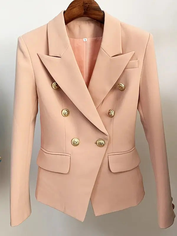 TOP QUALITY New Fashion 2026 Designer Jacket Women's Classic Double Breasted Metal Lion Buttons Blazer Outer Size S-5XL