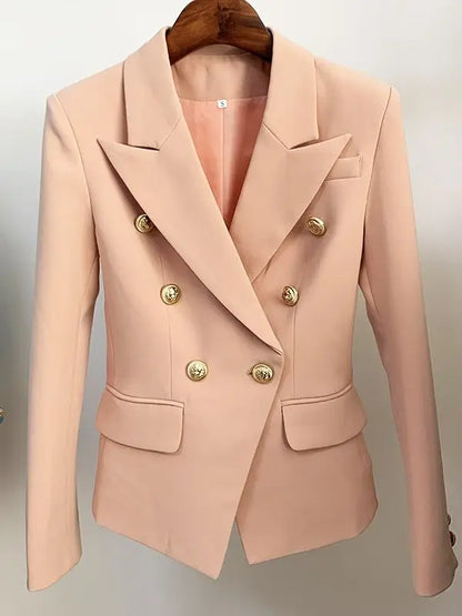 TOP QUALITY New Fashion 2026 Designer Jacket Women's Classic Double Breasted Metal Lion Buttons Blazer Outer Size S-5XL