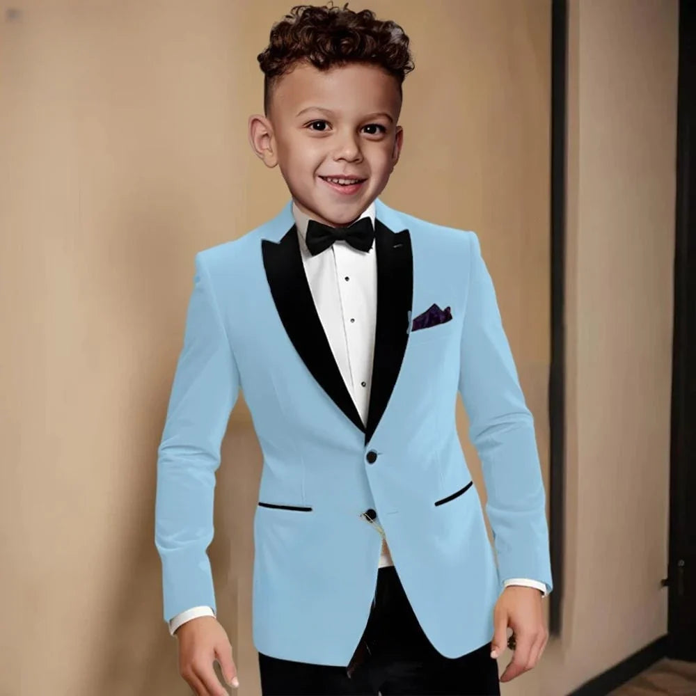 Fashionable Velvet Collar Boys Slim Fit Suits 2 Pieces Host Costumes,Elegant Formal Kids Suit Set Birthday Party Outfit 2-20T