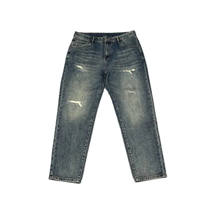 Autumn and Spring New Fashion Trend Pure Color Retro Straight Leg Jeans Men's Loose Sports Plus Size High Quality Denim Pants