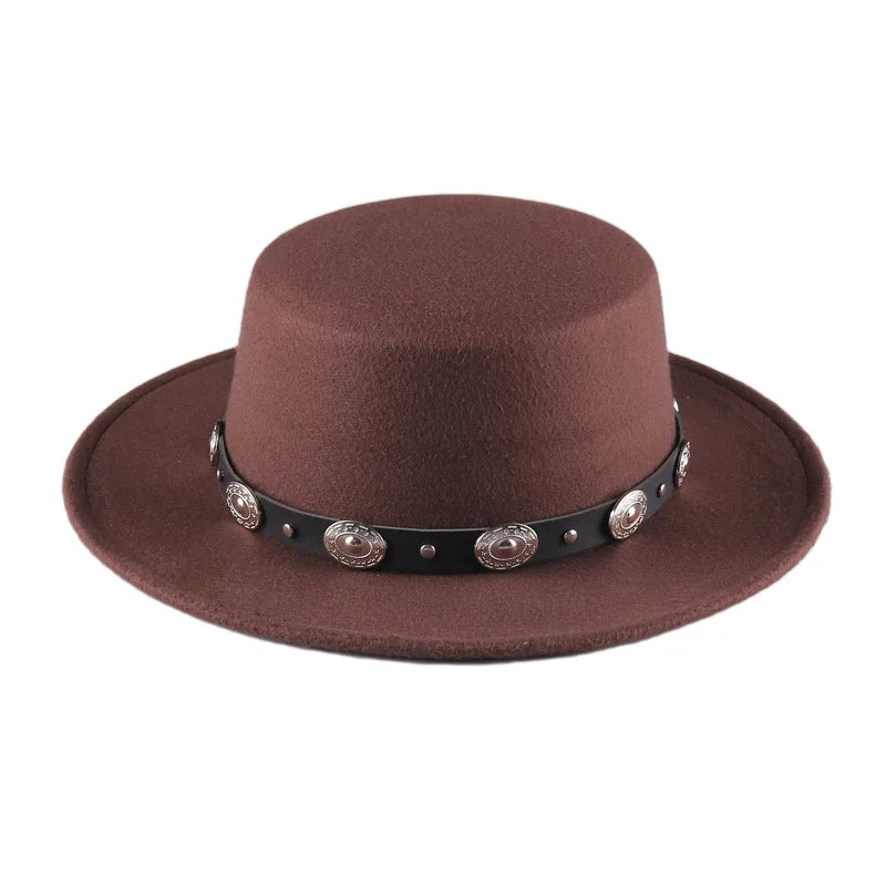 Panama Vintage Wide Brim Black Fedora Hat Men Flat Top Wool Jazz Cap Elegant Ladies Gentleman Gambler Hats