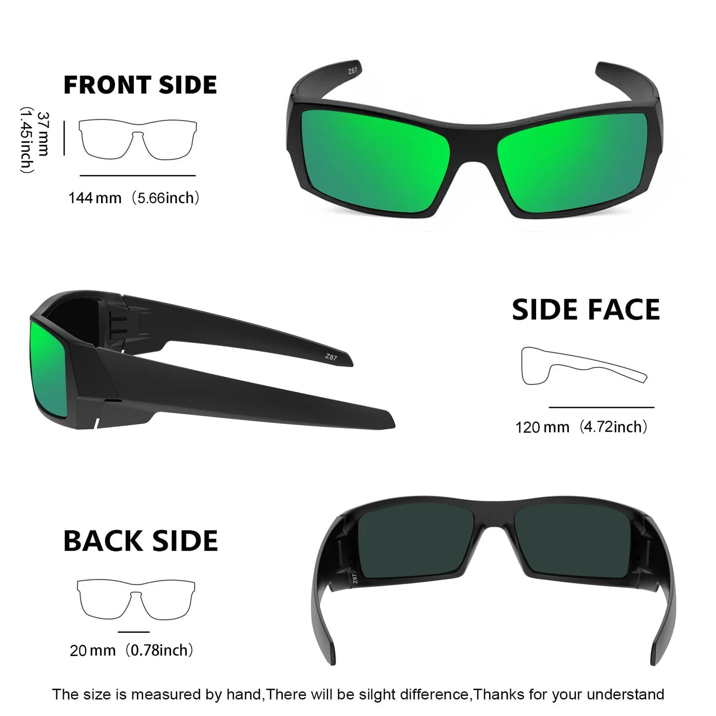 Z87 Polarized Sunglasses Men Women Wrap Around Sport Driving UV400 Retro Vintage Shield Safety Glasses 8231