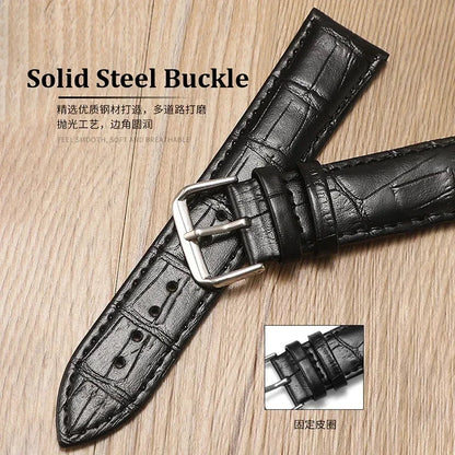Genuine Calfskin Strap Slub Pattern Watch Accessories 10/12/13/14/15/16/17/18/19/20/21/22/24mm Universal Watchband/