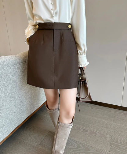 High end early autumn new fashionable small A-line skirt with buttocks wrapped, high-end gray half skirt  skirts