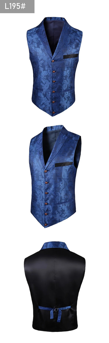 2025 New High-end Suit Collar Jacquard White Vest for Men, Black Sleeveless Waistcoat,navy Blue Billiards Uniform,magician Vests