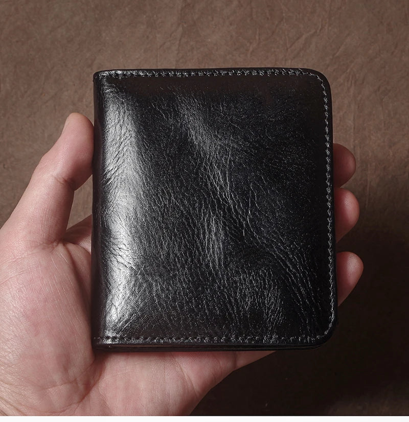 Genuine Leather Wallet High Quality Multi-Card Slots Ultra Slim Lightweight Credit Card Holder Men Women Bifold Money Clip