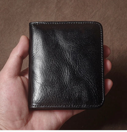 Genuine Leather Wallet High Quality Multi-Card Slots Ultra Slim Lightweight Credit Card Holder Men Women Bifold Money Clip