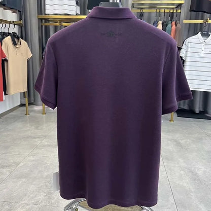 High end 100% cotton short sleeve T-shirt men's lapel top 2024 summer new designer brand embroidery fashion casual polo shirt