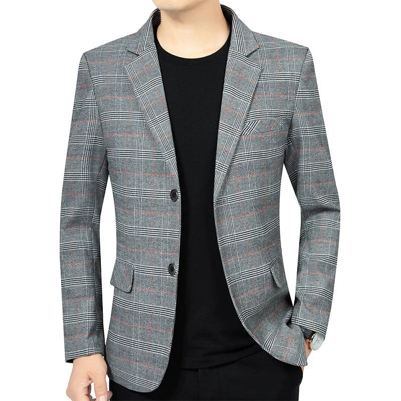 Brand 2026 Spring Stripe Suits Men 2 Button Autumn Business Elegant Man Jacket  Fashion New in Suits Blazers Men