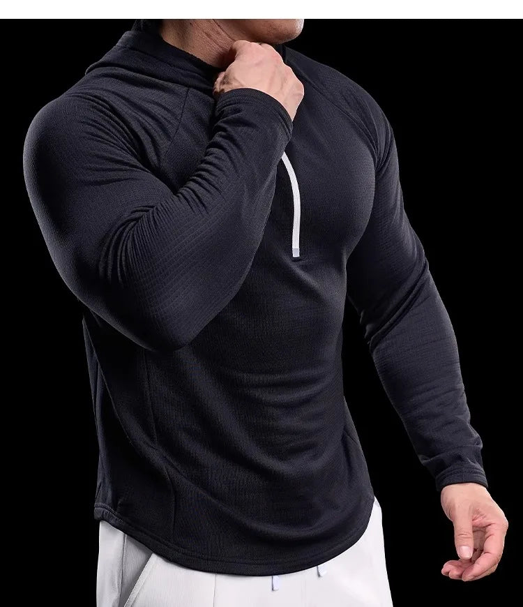 Autumn New Gym Fitness Clothes Men's Training Clothes Long-sleeved Sports Quick-drying Sweatshirts Casual Hooded Fitness Clothes