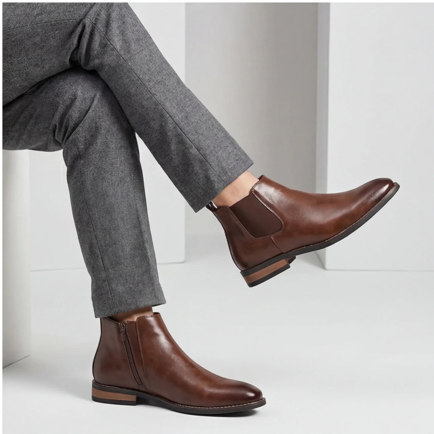 Chelsea Men Boots Fashion Brand Comfortable Leather Ankle Boots