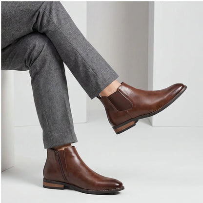 Chelsea Men Boots Fashion Brand Comfortable Leather Ankle Boots