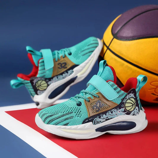 Brand Kids' Sports Shoes Non-slip Running Shoes Boys Basketball Sports Tennis Shoes Fashion Comfortable Teenager Casual Sneakers