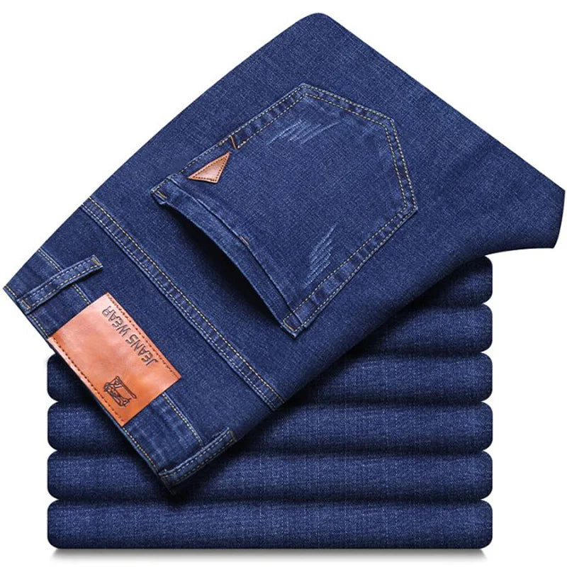 2024 Fashion Men Stretch Loose Straight Jeans Casual Elastic Slim Fit Denim Pants Male Brand Business Trousers Large size 38 40
