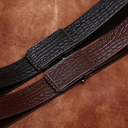 3.5CM Pure Cowhide High Quality Genuine Leather Belts for Men Strap Male Toothless Automatic Buckle Business Suit Trouser Belt