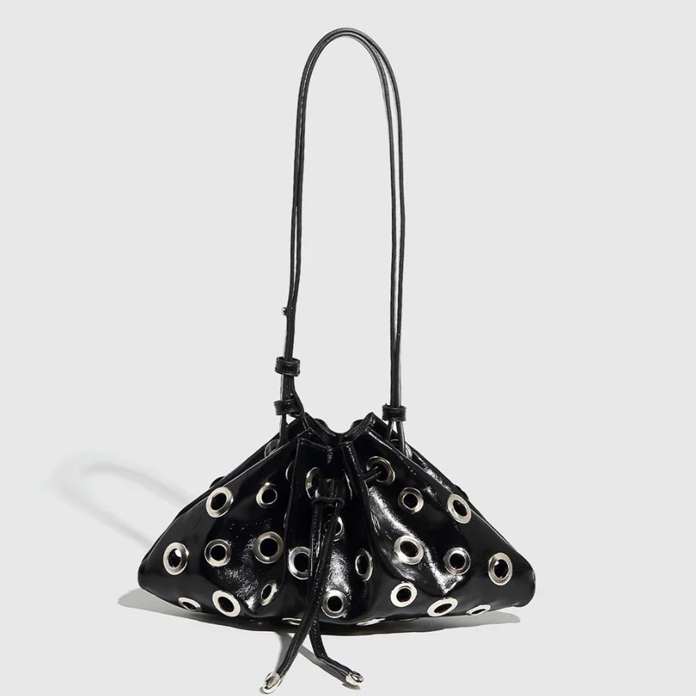 Hollow Rivet Designer Shoulder Bag Designer Luxury Bags Women 2025 Drawstring Bucket Bags High Quality Handbags Mini Purses Chic