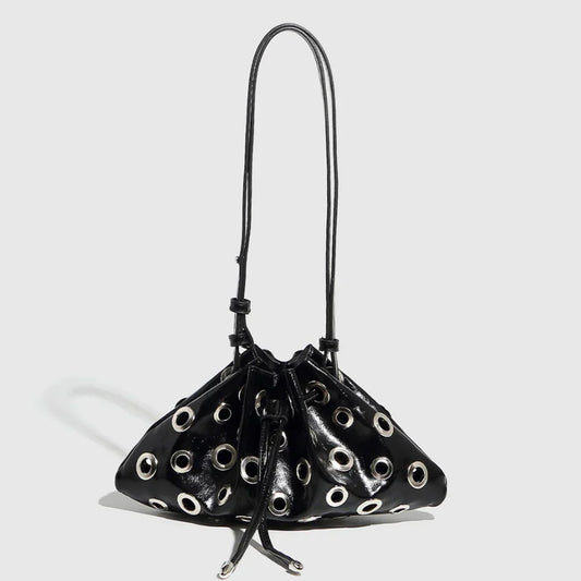 Hollow Rivet Designer Shoulder Bag Designer Luxury Bags Women 2025 Drawstring Bucket Bags High Quality Handbags Mini Purses Chic