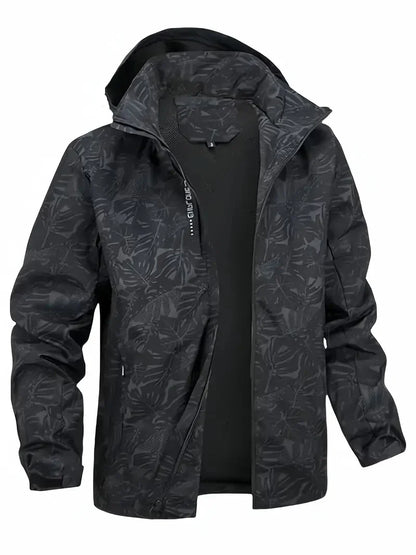 Men's Casual Lightweight Waterproof Windbreaker Jacket, Full Zip Up Hooded Shell Outdoor Hiking Coat For Autumn Size