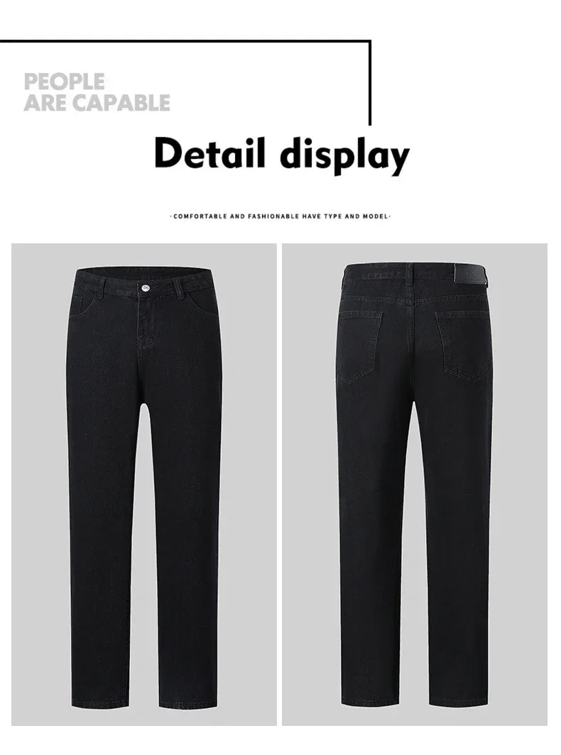 Male Brand New Autumn Jeans Men Black Casual Baggy Trousers Classic Straight Comfortable Wide Denim Trousers  Men Clothing