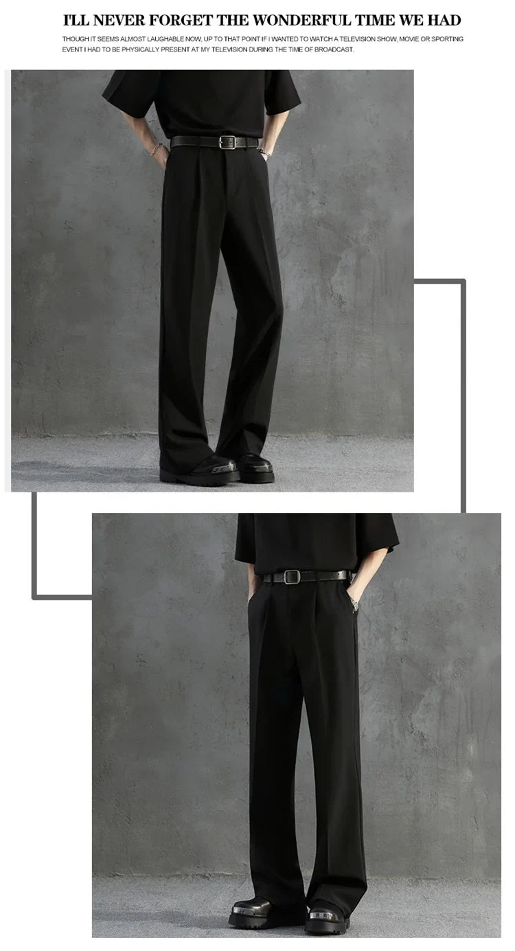 White Luxury Draped Suit Pants Men Fashion Dress Pants Korean Loose Straight Casual Pants Mens Office Formal Trousers Male S-3XL