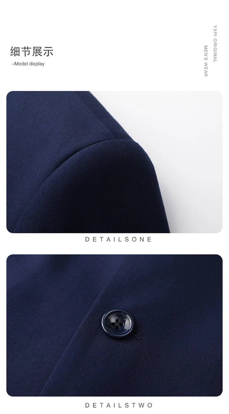 High-End Large Size Men's Three-Piece Suit Set - Business Formal Wedding Dress Coat Vest Trousers Combo for Plus Size Men
