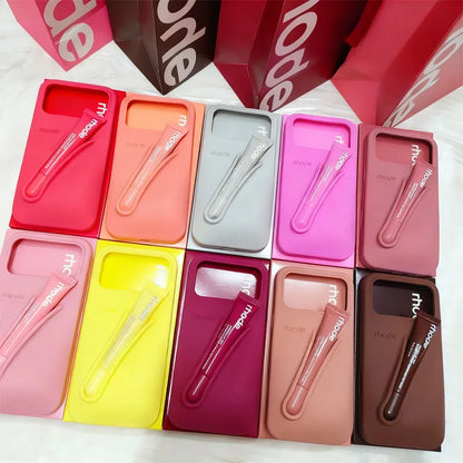 Phone Case with Box and Lipstick for IPhone 15 16 14 13 12 11 Pro Max Plus 17 Air Lip Gloss Portable Soft Silicone Shockproof