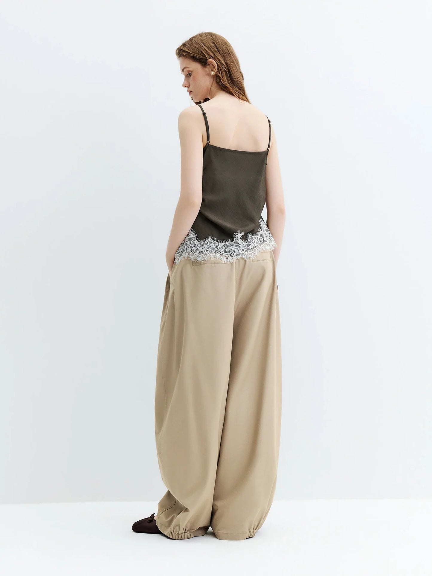 Summer Women's Lace Trim Linen Blend Camisole, Waist-Cinching Layering Top for Romantic Everyday Chic Style