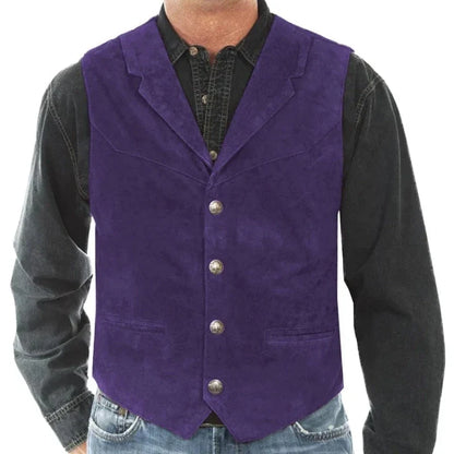 Men Vest Brown Frosted Velvet Solid With Lapel Business Casual Waistcoat For Formal Wedding Party Banquet Work Men Suit