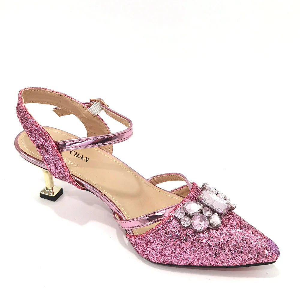 2022 Nigerian Fashionable Silver Color Peep Toe Shoes Matching Bag Set For Royal Ladies Wedding Party Sandal