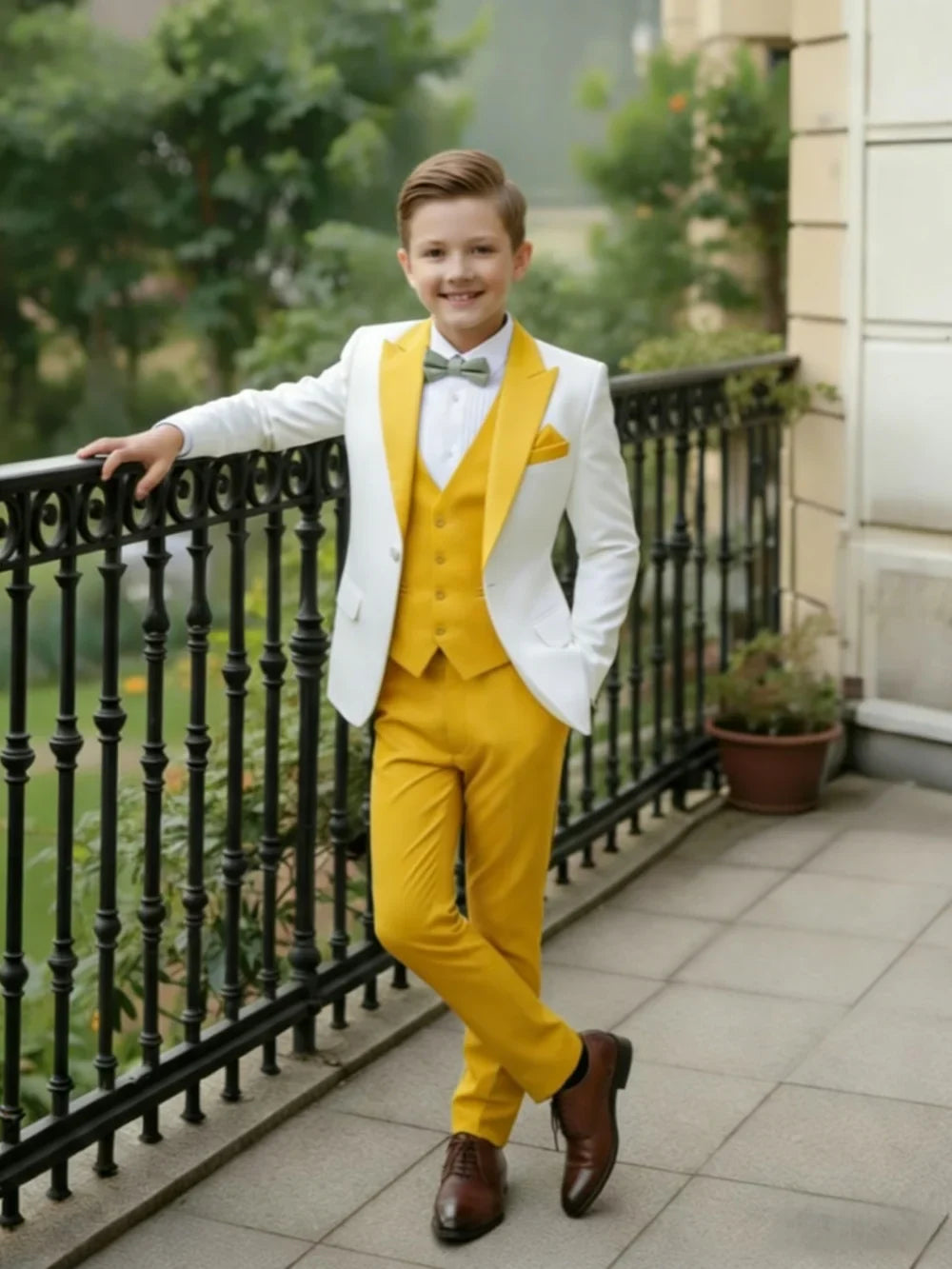Multi-colors Boys Suits 3 Pieces Jacket Vest Pants Piano Peformance Wear Handsome Elegant Kids Suit Set Wedding Outfit