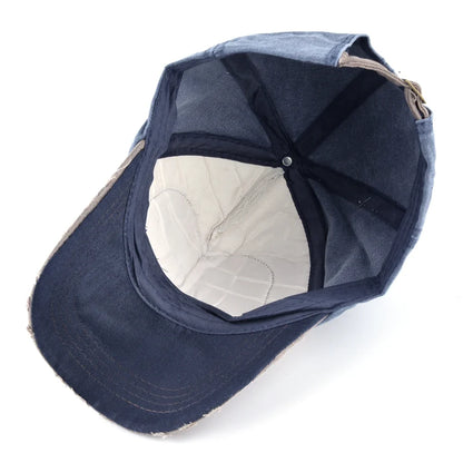 Vintage Washed Denim Baseball Cap For Men And Women Snapback Trucker Hat With Letter Patch Spring Autumn Unisex Hip Hop Cap