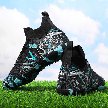 Breathable men's soccer shoes with TF broken nails, outdoor sports shoes, anti slip and effective ankle protection