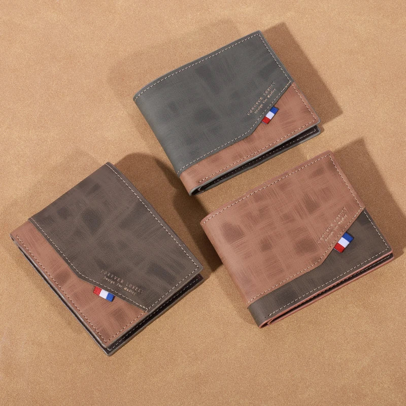 Men's high-capacity leather wallet, small multi slot photo wallet for coins, vintage wallet