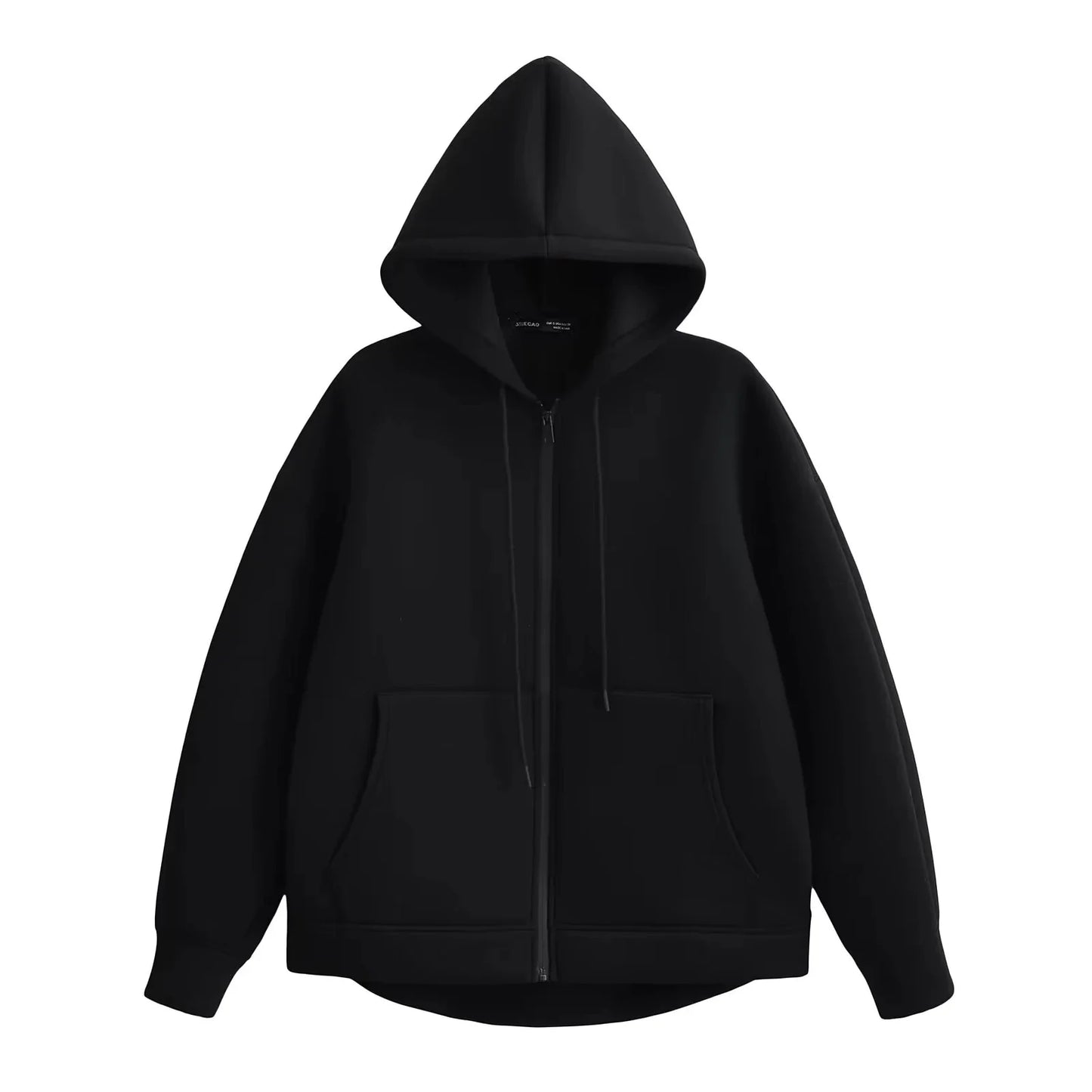 Autumn Women Casual Hooded Jacket Loose Oversize Zipper Hoodie Sweatshirts Solid Coat Office Lady Chic Outwear Tops