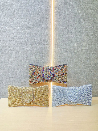 2025 Luxury Bow Design Sequin Dinner Clutches Metal Chain Shoulder Bag Wedding Reception Storage Bag Haute Banquets Evening Bags