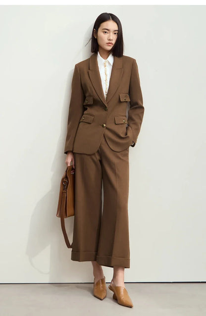 Minimalist Blazers Women Autumn 2024 Clothing Vintage Buttons Up Coat Basics Long Sleeve Jacket Office Lady Blazer 12453051