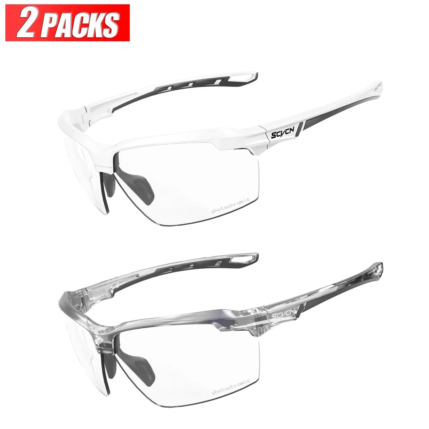 3PACKS Photochromic Cycling Sunglasses Glasses Bike MTB Bicycle Hiking Golf UV400 Sports Glasses for Men Women Baseball