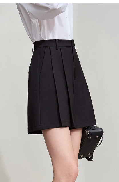 Minimalist Casual Shorts For Women 2025 Autumn Preppy Style Loose Black Shorts Office Lady Luxury Shorts Daily 12523085