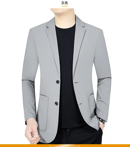 New Summer Man Thin Sunscreen Blazers Jackets Solid Business Casual Suits Coats Male Slim Elastic Blazers Jackets  Clothing 4XL