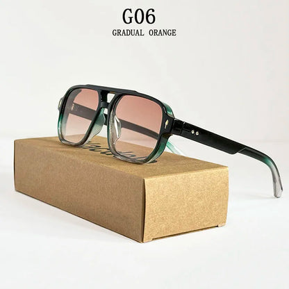 Square Sunglass Men Retro Vacation Yellow Sunglasses Women Trendy Vintage Fashion Glasses Luxury Gafas De Sol Hombre Zonnebril