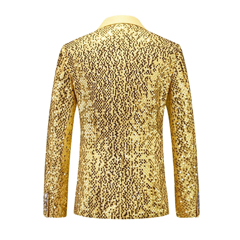 2026 New Men's Blue Sequin Suit Jacket, Silver Asian Fit Formal Dress Coat, Red Green Gold Black Long Sleeve Blazers. M-5XL 6XL