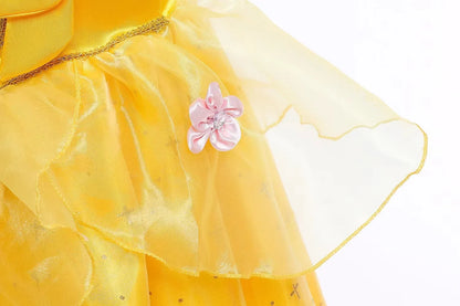 Kids Cosplay Disney Beauty and The Beast Belle Princess Dress Girls Party Costume Children Fancy Birthday Party Flower Disguise
