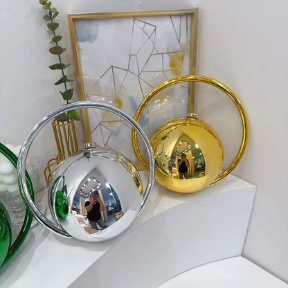 Gold Acrylic Round Ball Hand Bag For Women Handbags Silvery Evening Clutch Handbags Round Ball Purse 2025 Chic