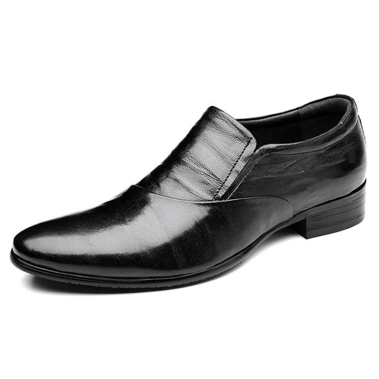 2026 New Low-heeled Business Shoes for Men Black Spring Summer Leather Shoes Male Fashion Casual Dress Shoe Man
