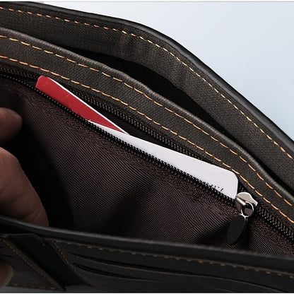 Men Wallet Patchwork PU Leather Small Card Holder Short Wallets Man Purse Card Case Casual Standard Wallet