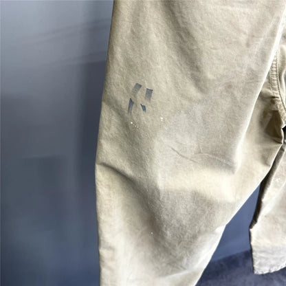 ‌Japanese Premium Vintage Distressed Paint Splash Cargo Pants Men Streetwear Loose Casual Straight Leg Haram Trousers Trendy