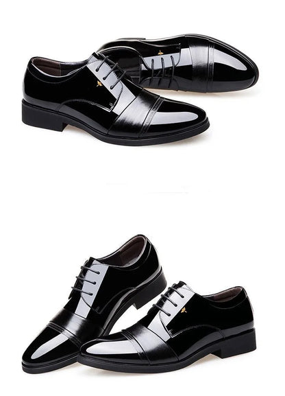New Men Round Toe Leather Shoes Business Casual Office Summer Flat Big Size Elevator Shoes Wedding Formal Loafers