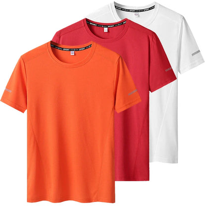 3pcs Summer Sport T-shirt for Men Plus Size 6XL/7XL Quick Dry Tees Oversized Round Neck Short Sleeve Fitness Running T-shirt