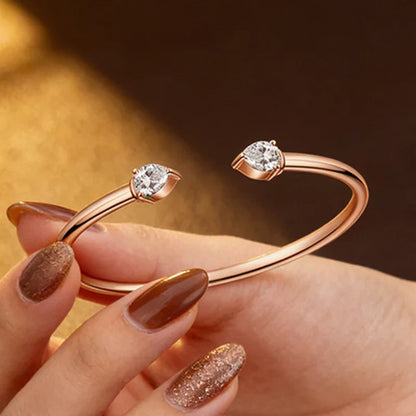 2-Stone 0.8ct Pear Cut Moissanite Cuff Bangle 925 Silver Open Hand Chain Bracelet Adjustable Diamond Jewelry For Women Gift